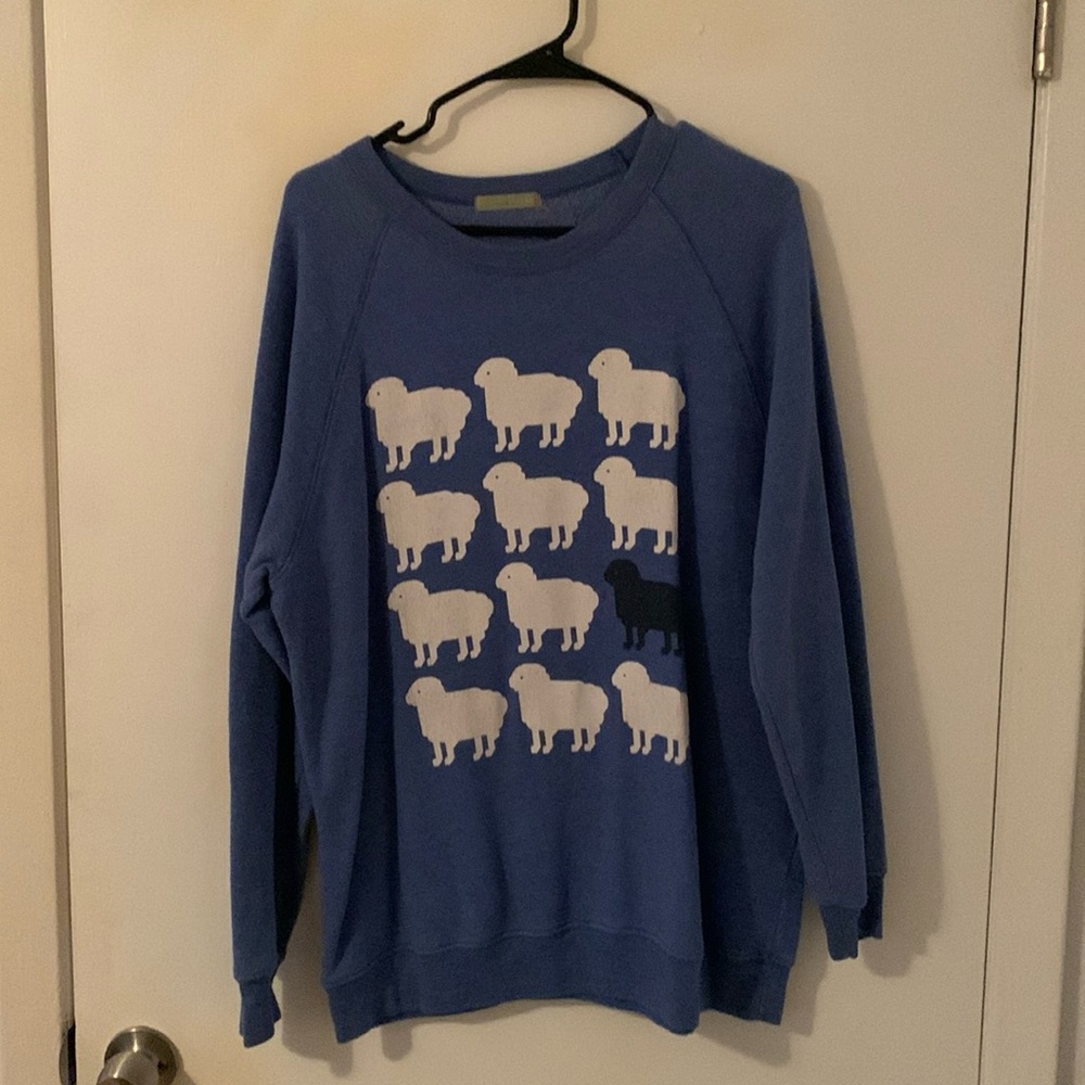 Sky blue sweater with black sheep print